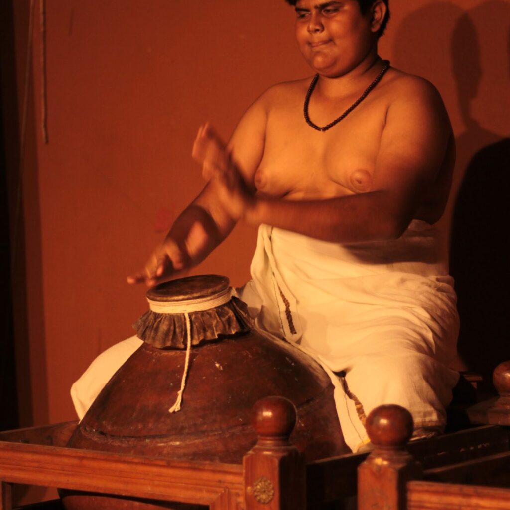 Mizhavu practice in Kalamandalam located in the banks of River Nila, Kerala