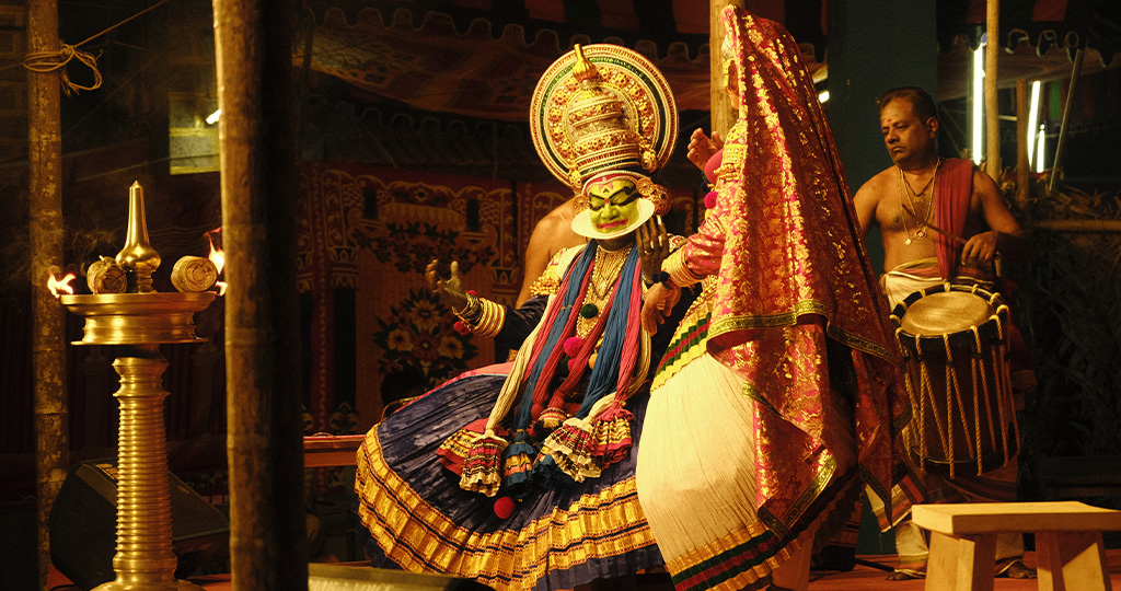 Kathakali performance in Kerala.