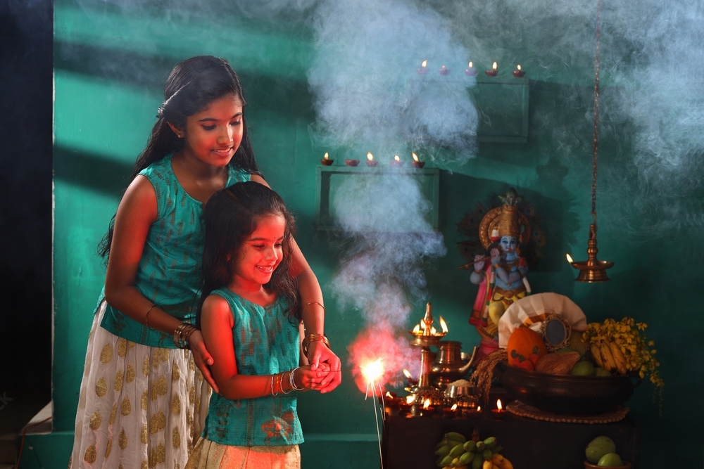 Children celebrating vishu