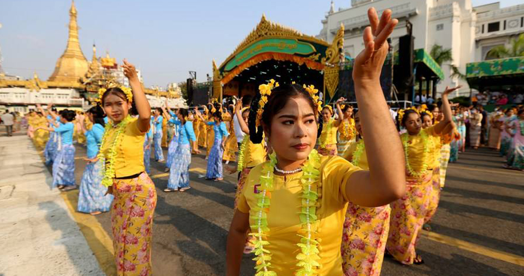 Thingyan dance in Myanmar