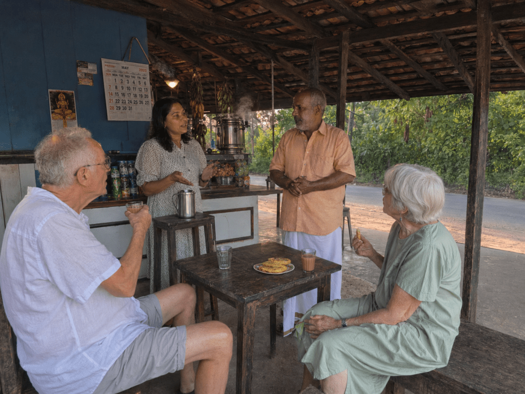 Conversation in a local Kerala tea shop